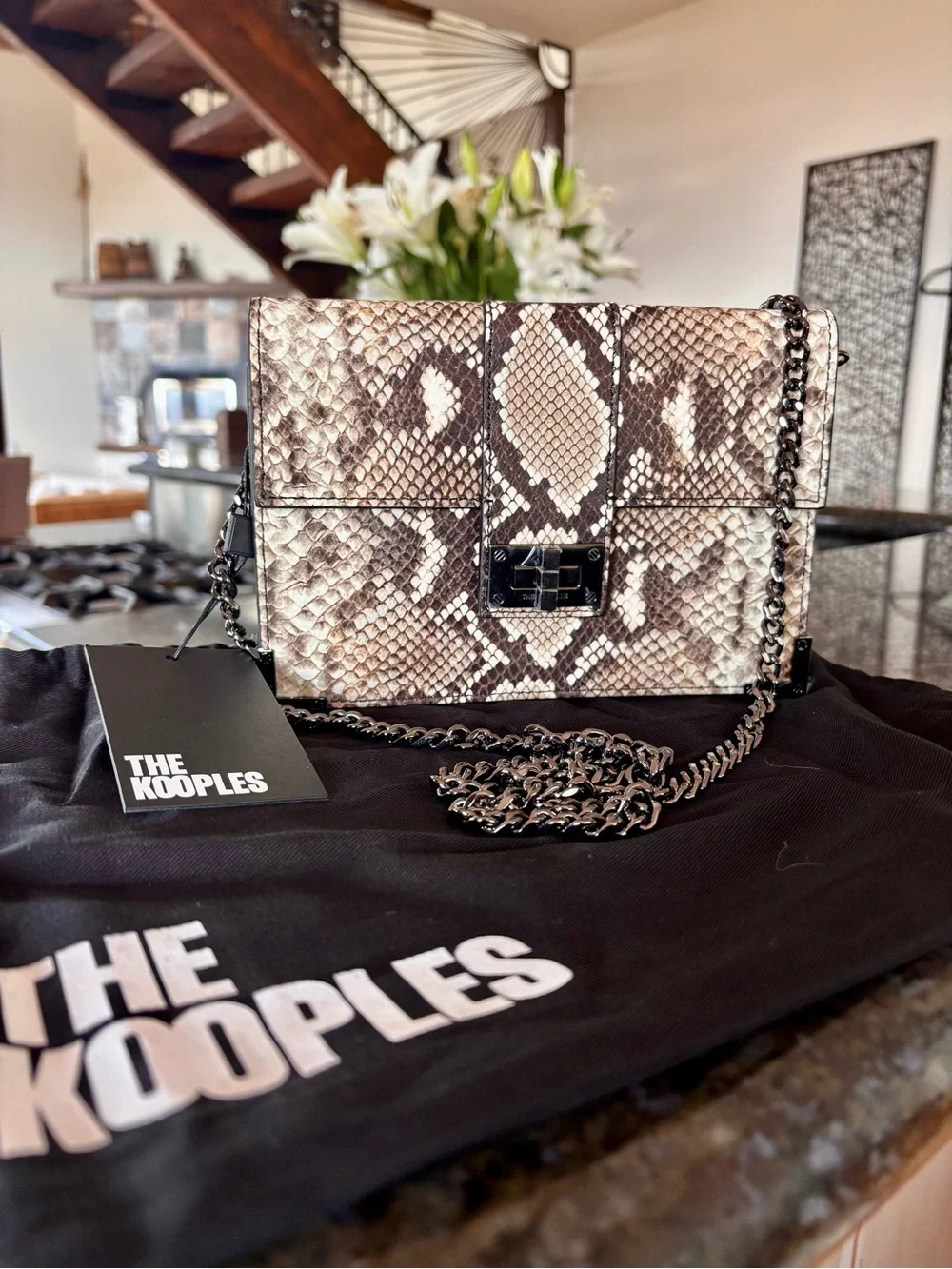 THE KOOPLES Emily Python Embossed Calf Leather Pouch Bag NWT MSRP $300